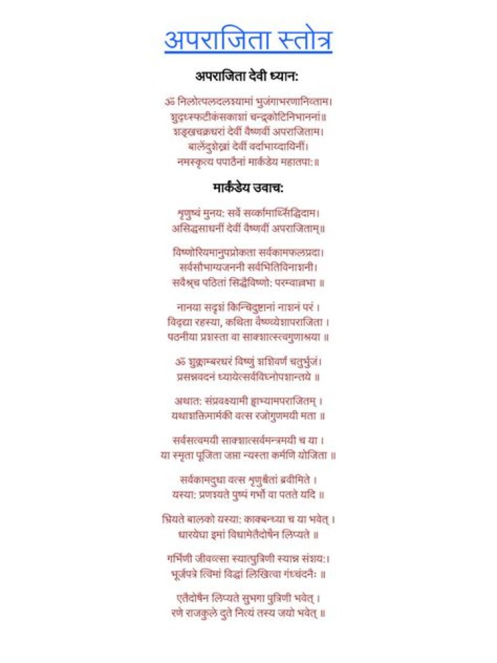 देवी अपराजिता स्तोत्र अर्थ सहित | Aparajita Stotra With Hindi Meaning | Free PDF Download