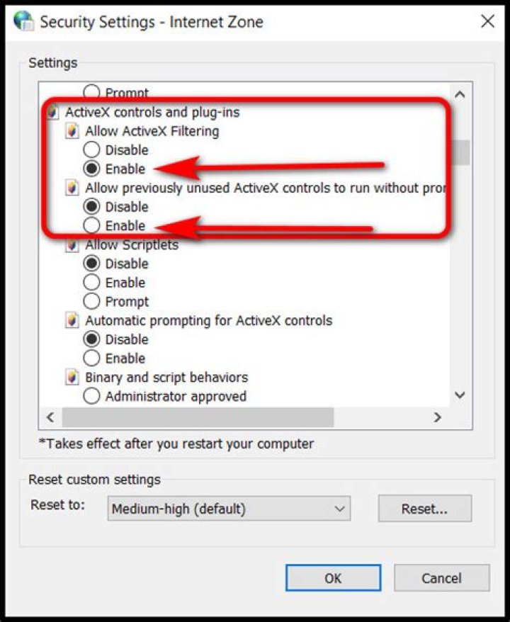 Browser settings for scripting and ActiveX controls - Documentation for Remedy Action Request System 19.02