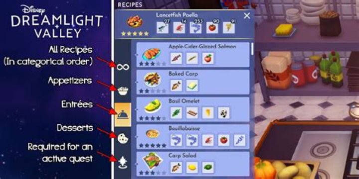 Disney Dreamlight Valley Cooking Guide - All Recipes List