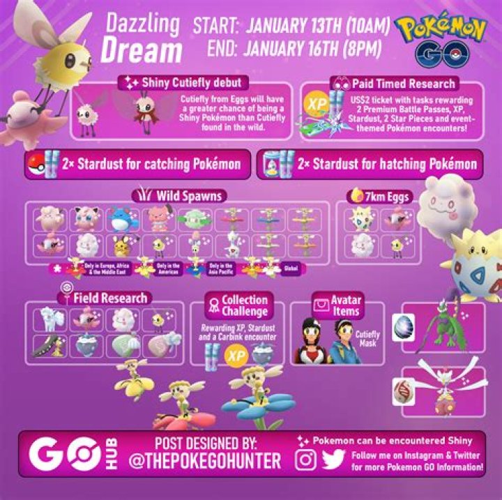 Fairy-type Pokémon take center stage in Pokémon GO's Dazzling Dream event, beginning next week on Saturday January 13th