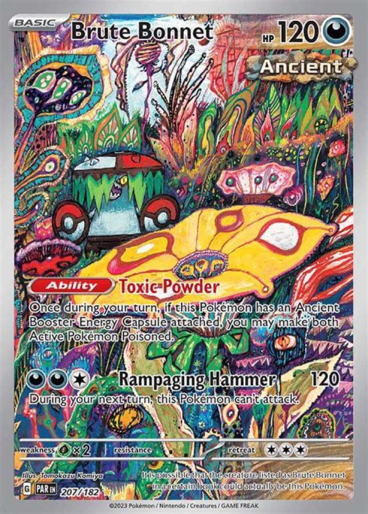 Latest video on official Japanese Pokémon TCG YouTube channel reveals Brute Bonnet and Iron Bundle cards from upcoming Transformation Mask expansion